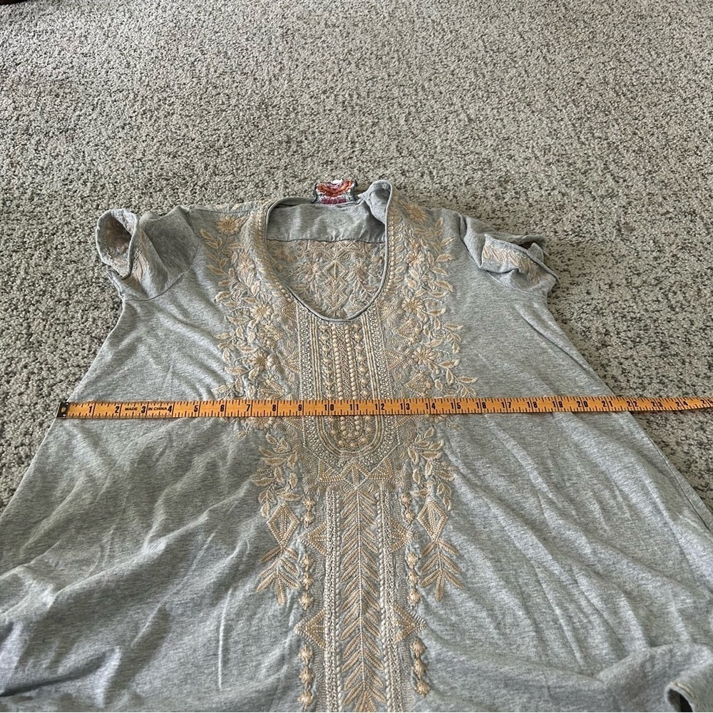 Johnny Was Gray Kemi Knit Drape Short Sleeve Blouse Size Small - Picture 13 of 14